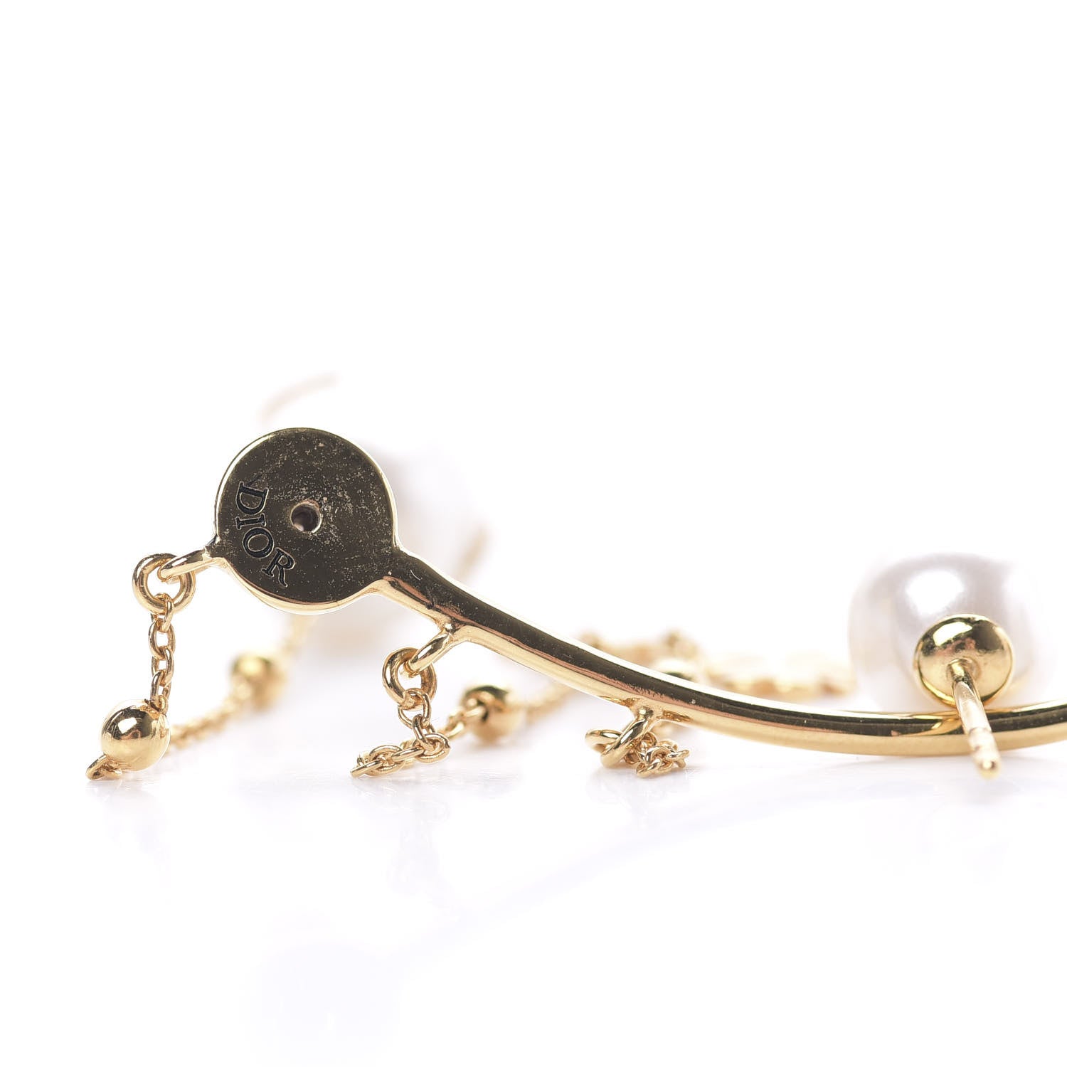 Christian Dior Pearl Shiny-D Earring Gold 4 of 5