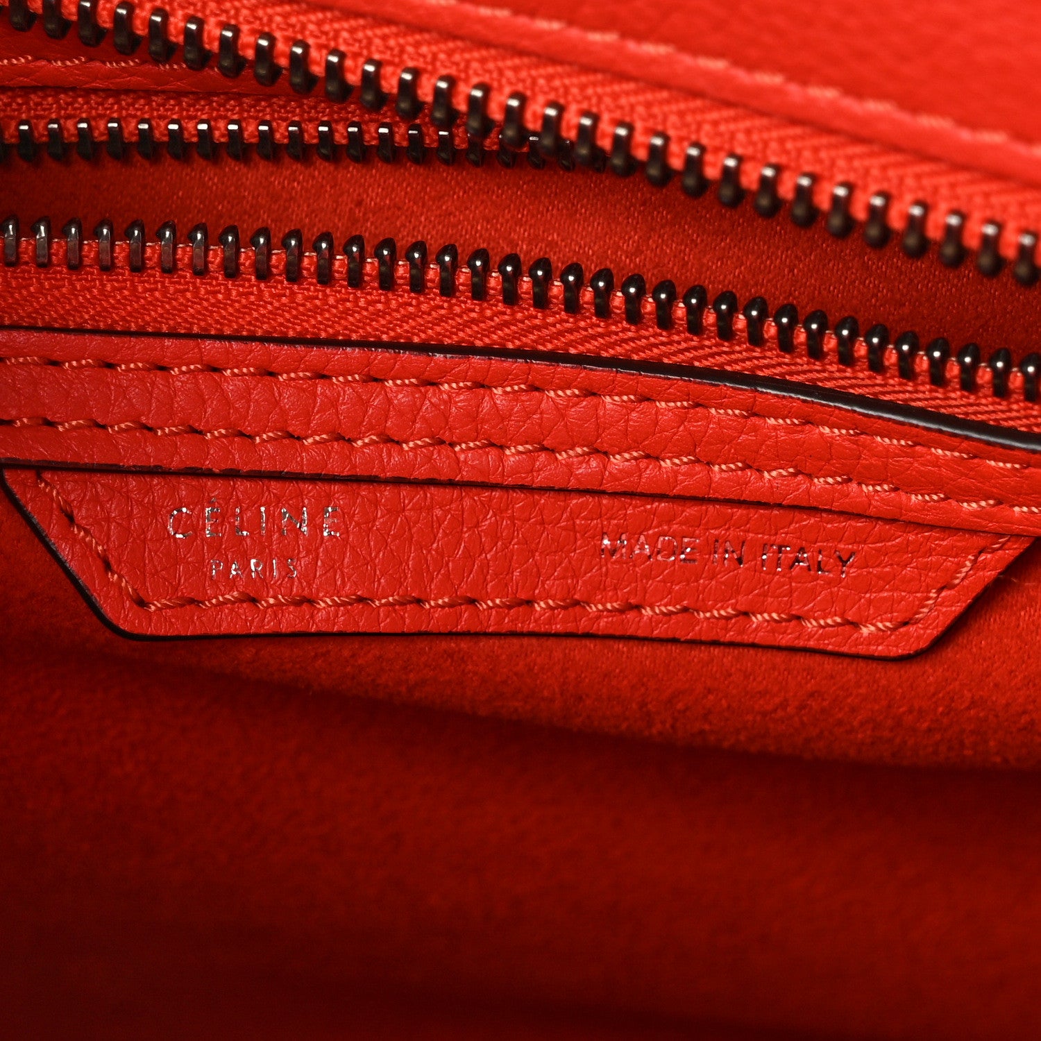 Celine Drummed Calfskin Micro Luggage Vermillion 6 of 17