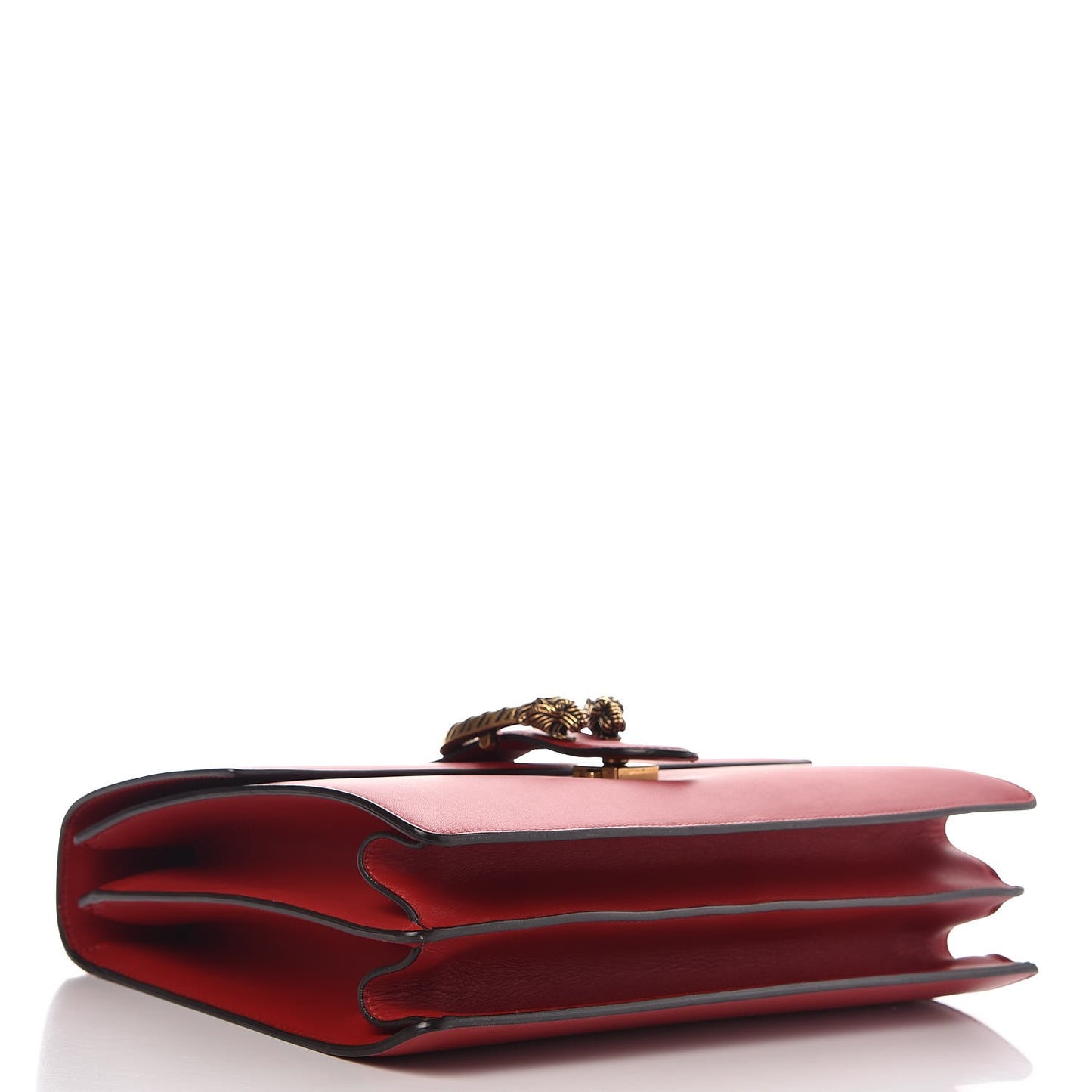 Moon Calfskin Web Large Dionysus Bamboo Top Handle Bag Hibiscus Red