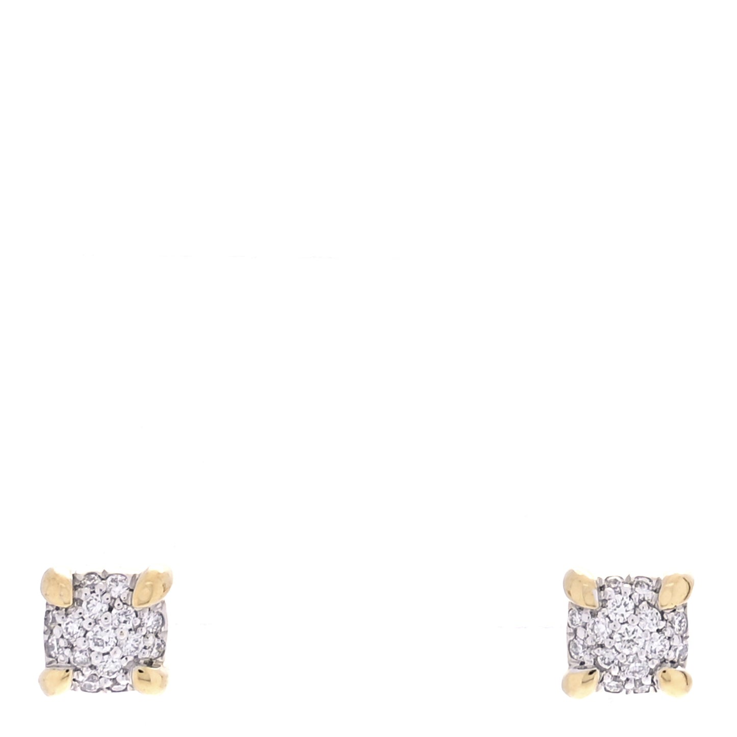 18K Yellow Gold Diamond 5mm Chatelaine Pave Stud Earrings