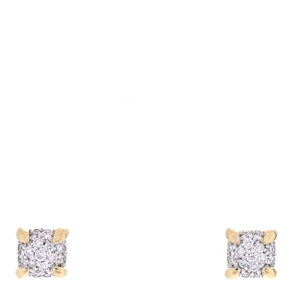 David Yurman 18K Yellow Gold Diamond 5mm Chatelaine Pave Stud Earrings 1 of 5