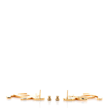 Chanel Metal Large Paris Button Earrings Gold 3 of 5