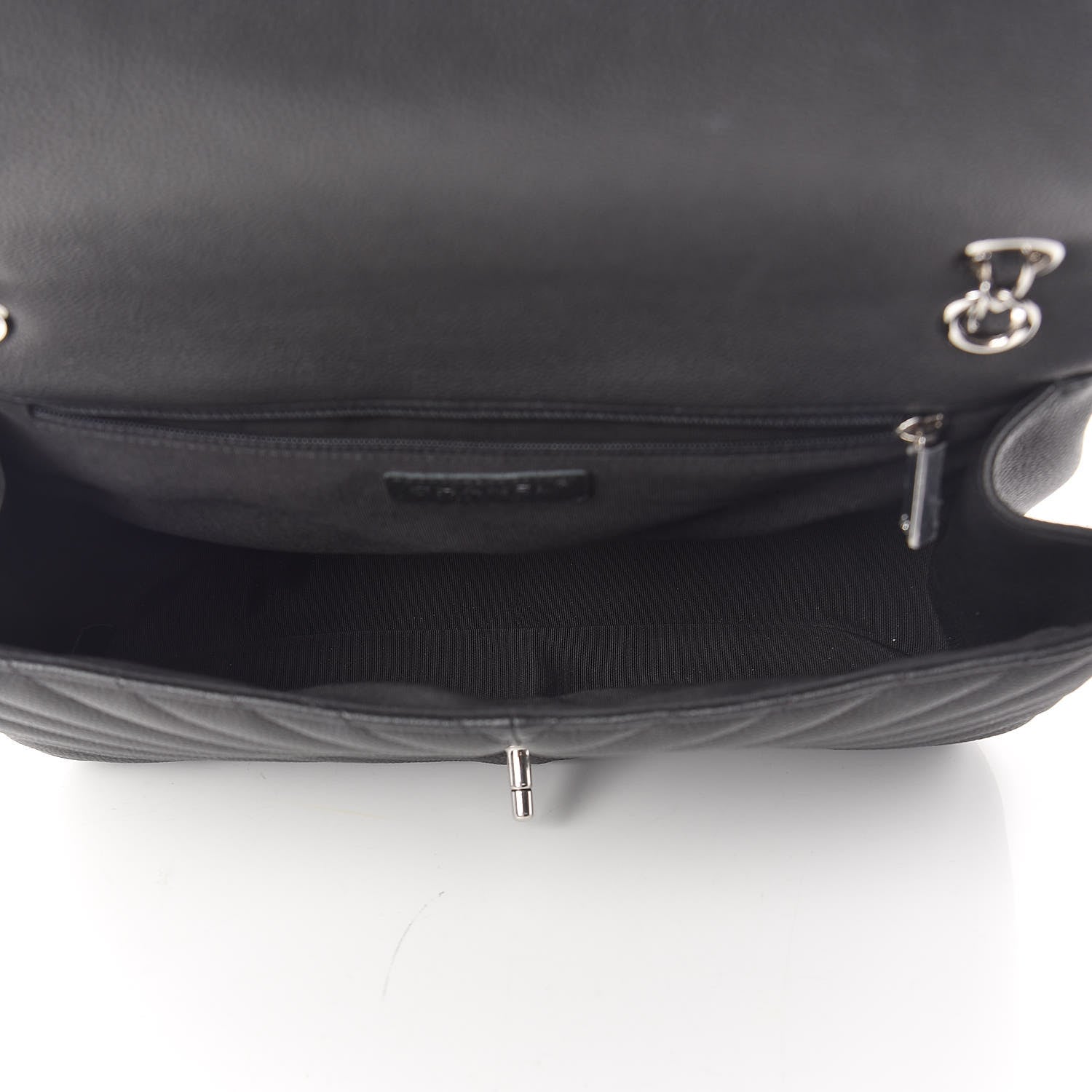Chanel Caviar Chevron Quilted Large Puffy CC Flap Black 5 of 11