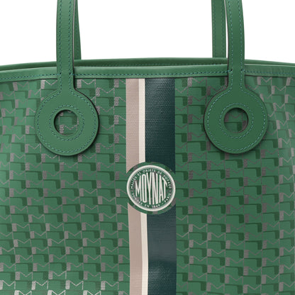 Moynat Grained Calfskin Canvas 1920 Oh! Tote Ruban PM Green Silver 8 of 10