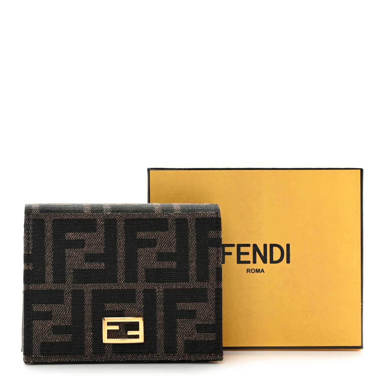 Fendi Fabric Jacquard FF 1974 Small Wallet Tobacco Moro 9 of 9