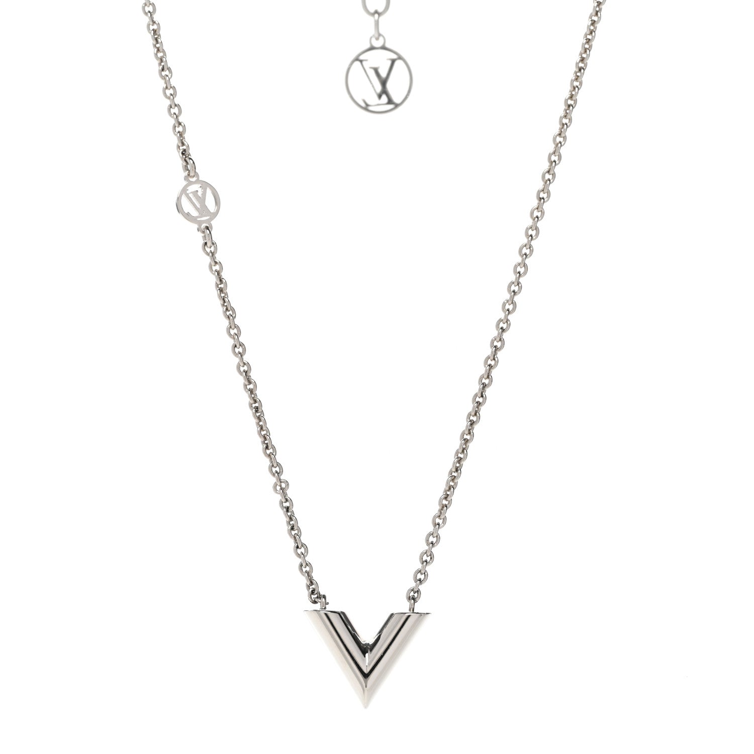 Louis Vuitton Metal Essential V Supple Necklace Silver 1 of 6