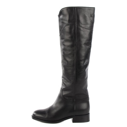 Chanel Lambskin Ascot Knee High CC Boots 36 Black 1 of 6