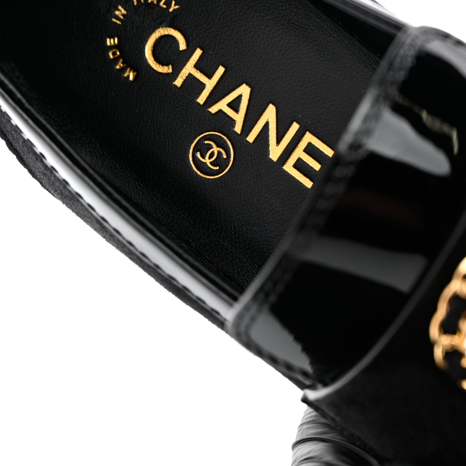 Chanel Patent Calfskin Suede Kidskin CC Mocassin Loafers 37 Black 10 of 14