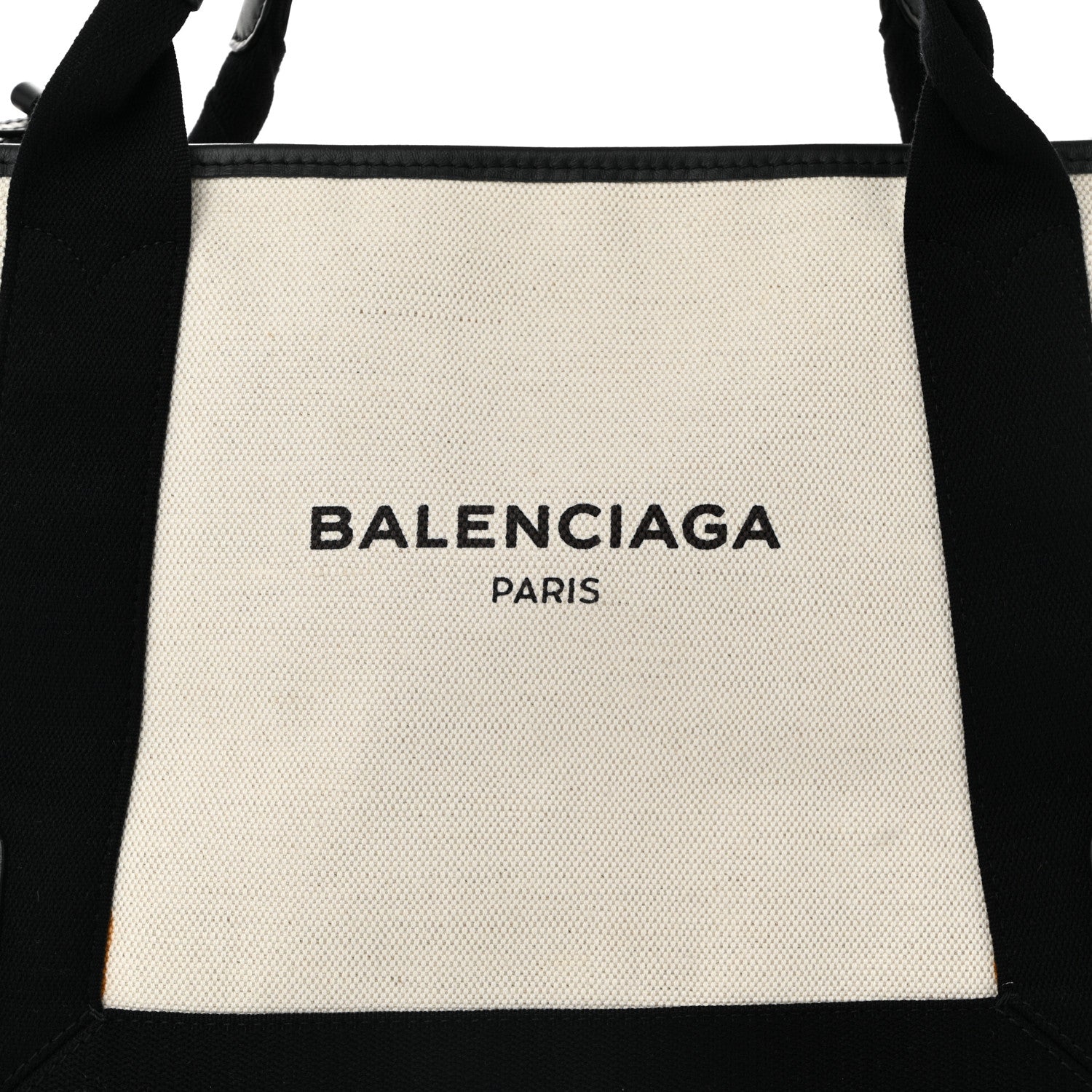 Balenciaga Cotton Canvas Satin Calfskin S Navy Cabas Natural Black 9 of 12