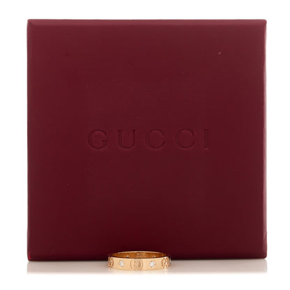 Gucci 18K Rose Gold Diamond Icon Band Ring 58 8.5 9 of 9
