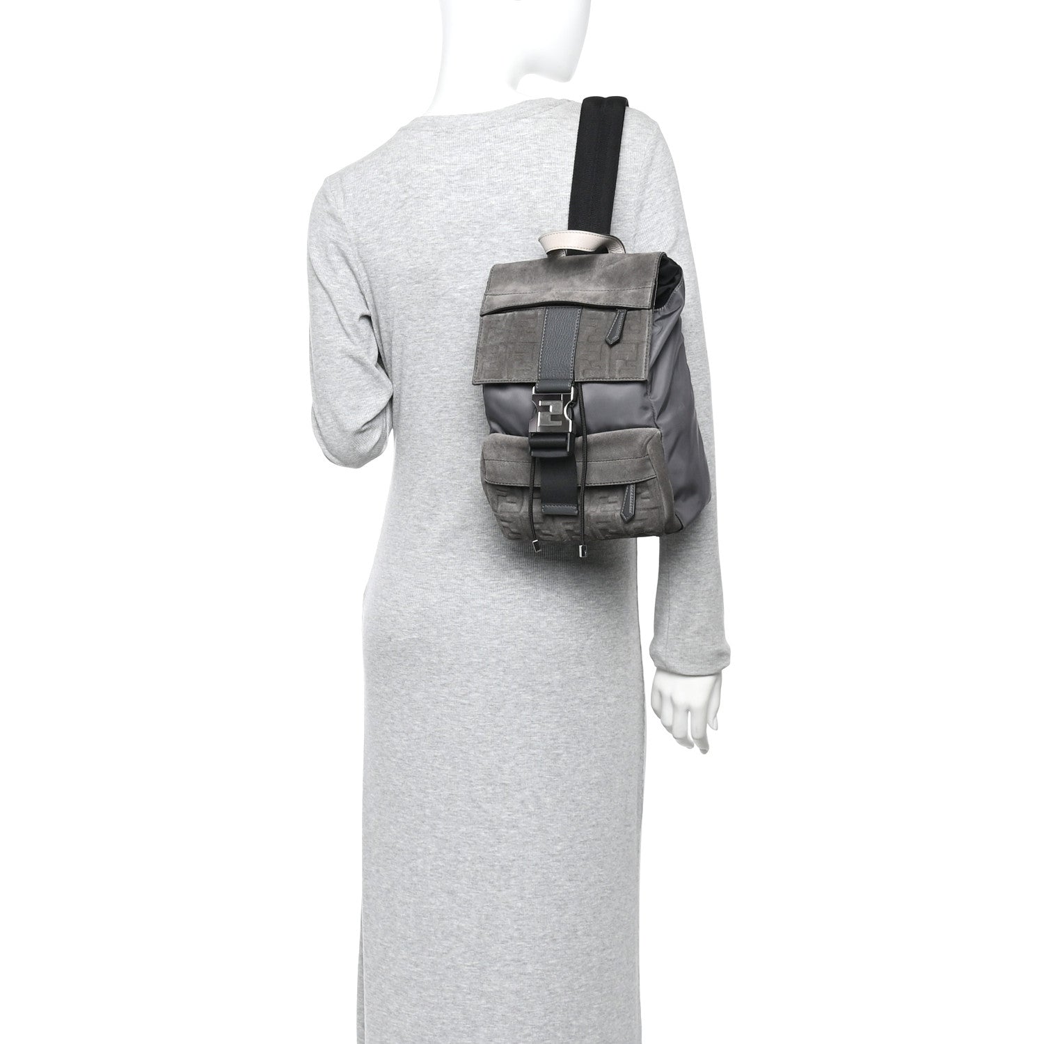 Fendi Suede Nylon Santander Cuoio Romano Bi-Color FF Embossed