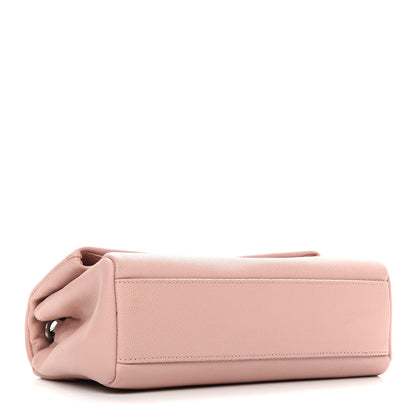 Saint Laurent Grain De Poudre Small West Hollywood Monogram Fold-Over Bag Pale Blush 4 of 9