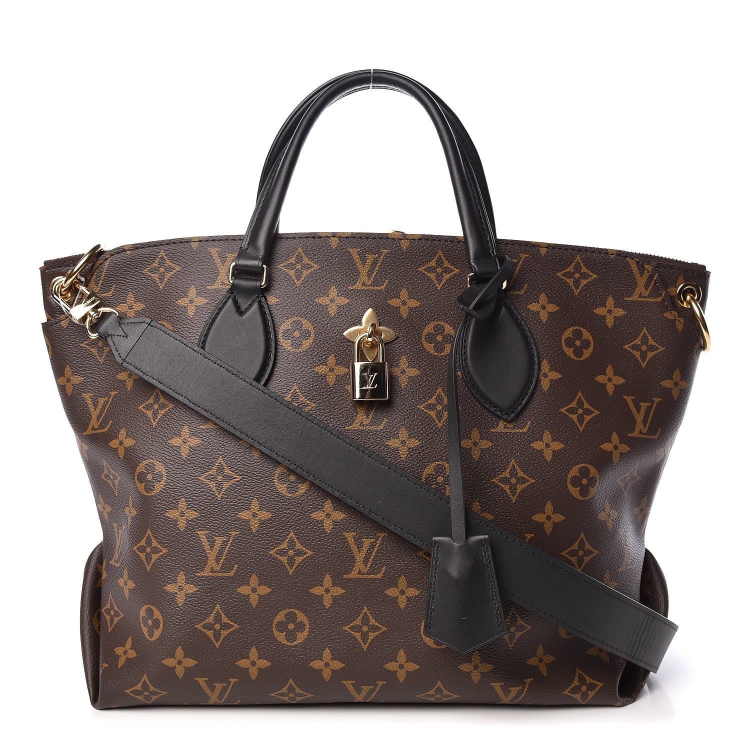Louis Vuitton Monogram Flower Zipped Tote MM Black 1 of 10