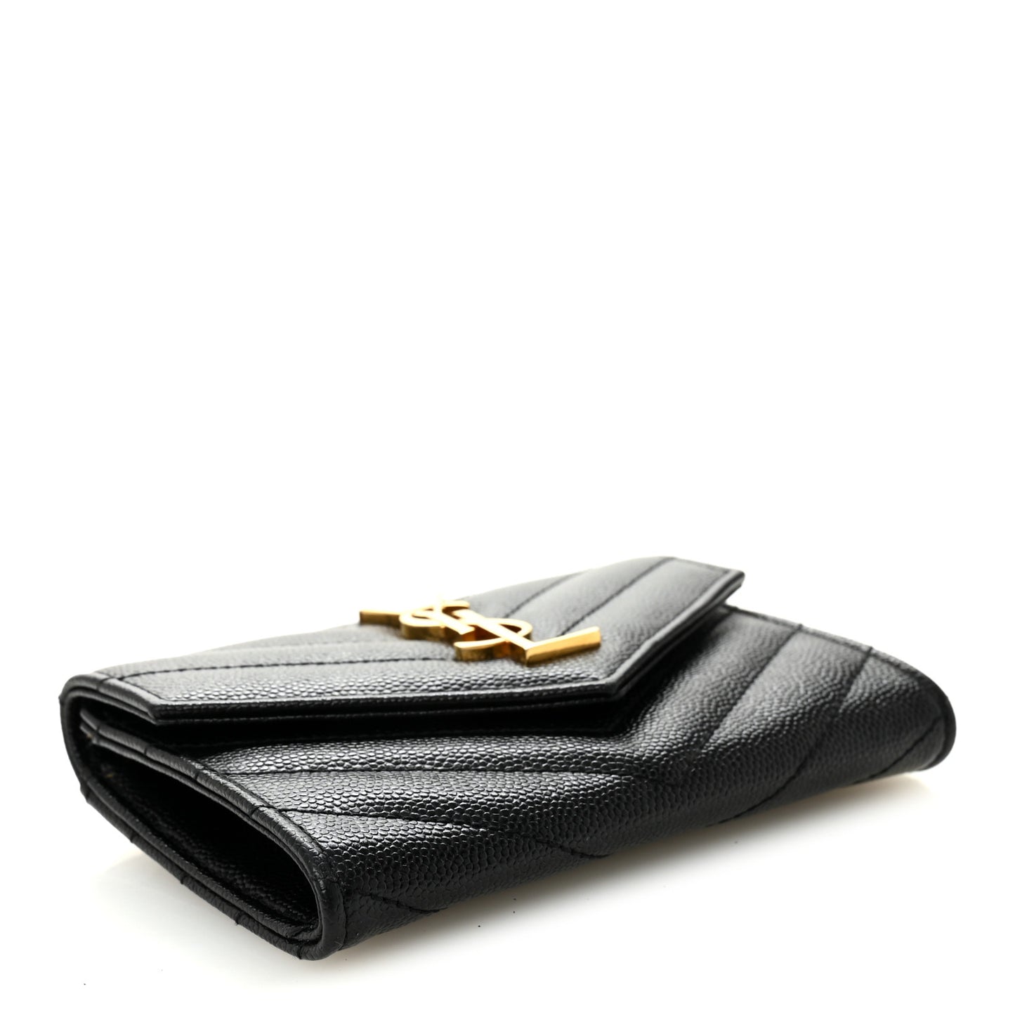 Grain De Poudre Matelasse Chevron Small Monogram Envelope Wallet Black