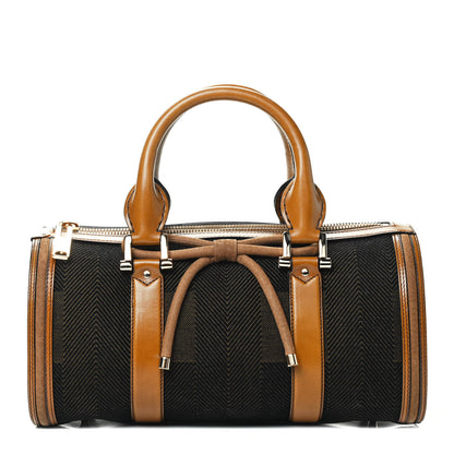 Burberry Prorsum Jacquard Tweed Medium Barrel Bag Brown 1 of 4