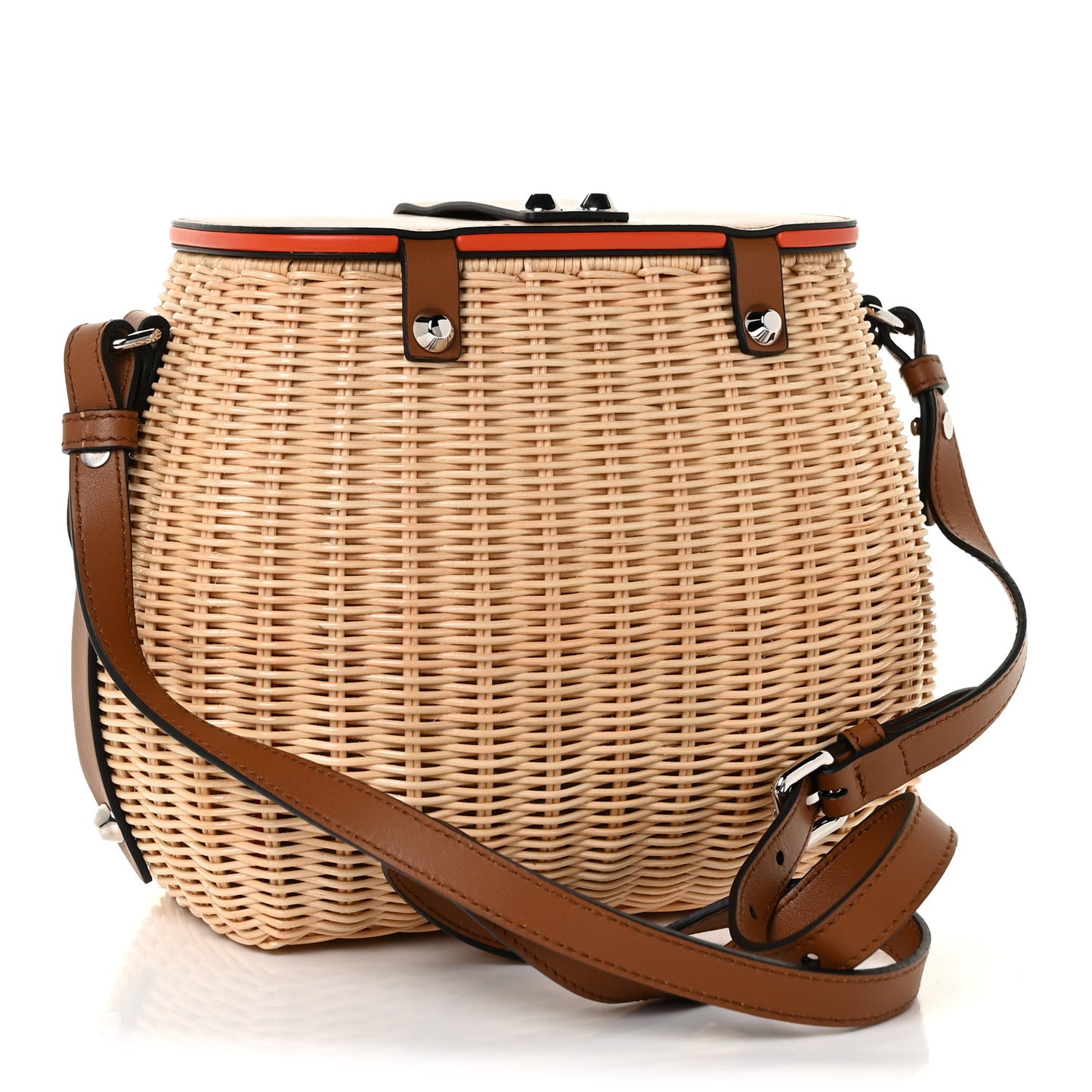 Wicker City Calfskin Shoulder Bag Naturale Cognac