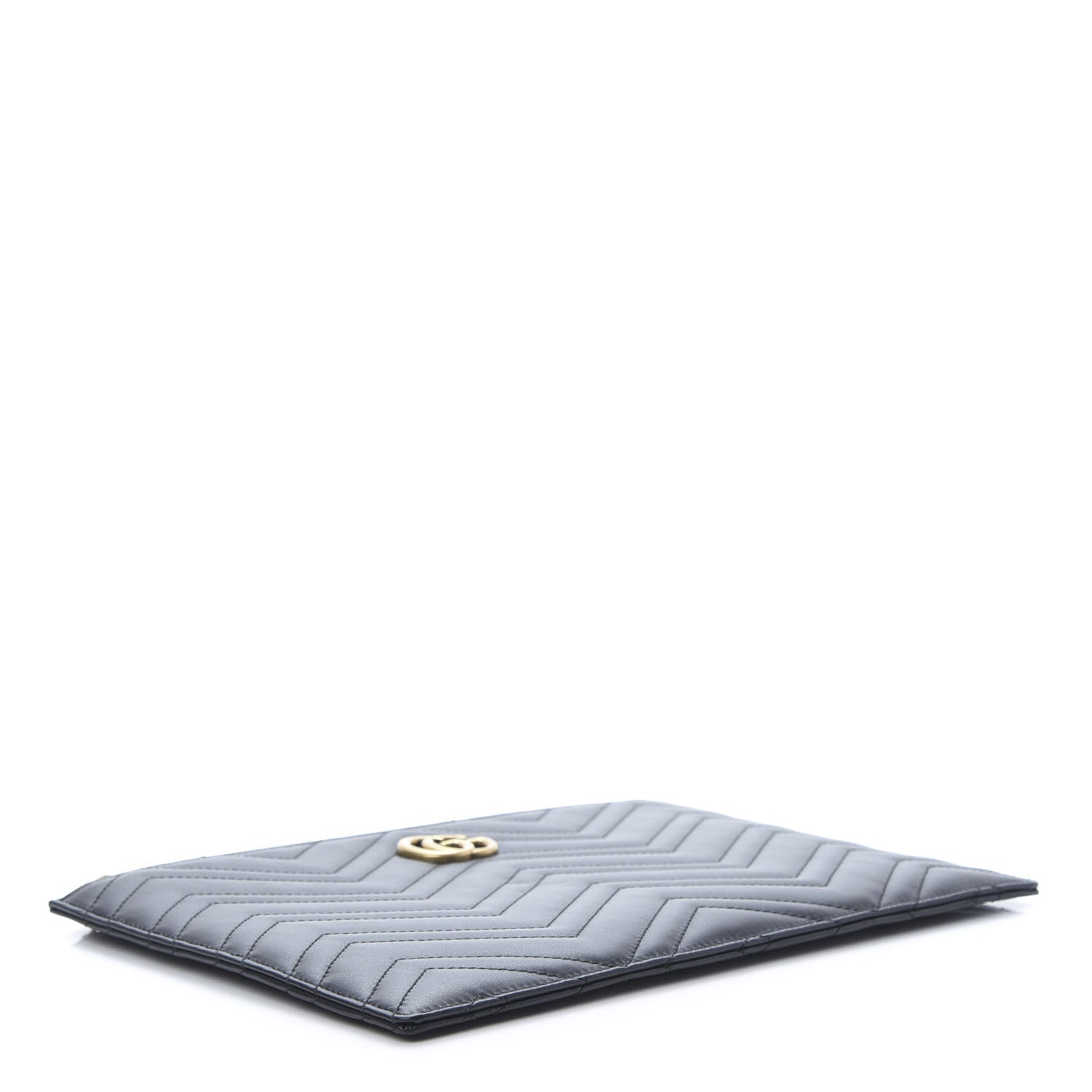 Gucci Calfskin Matelasse Large GG Marmont Zip Pouch Black 4 of 9