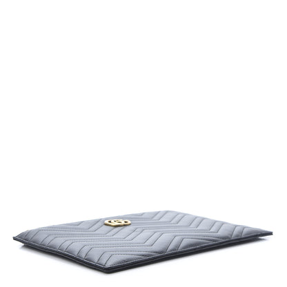 Gucci Calfskin Matelasse Large GG Marmont Zip Pouch Black 4 of 9