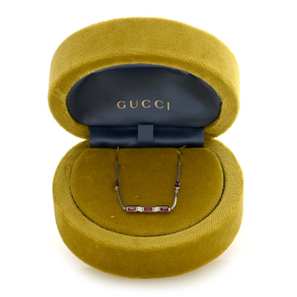 Gucci 18K White Gold Pink Tourmaline Link to Love Bar Necklace 5 of 5