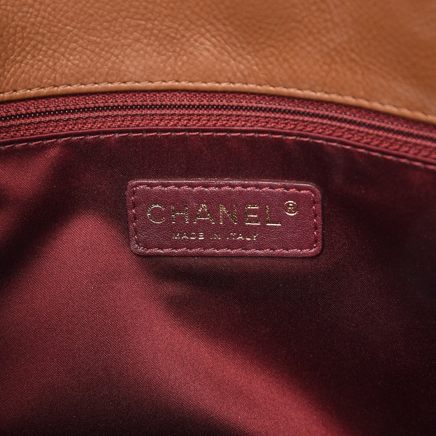 Calfskin Large Blizzard Zip Top Flap Bag Light Brown