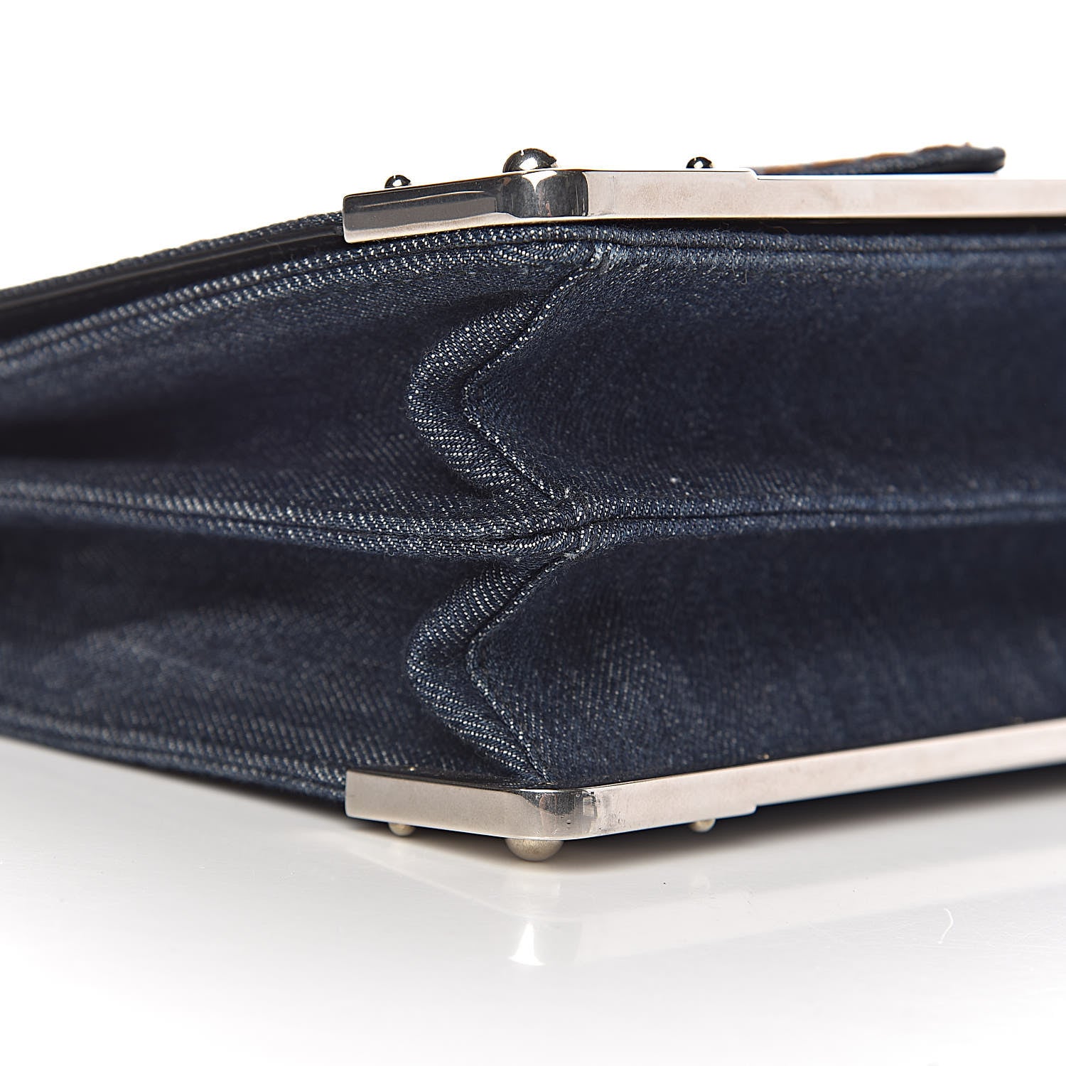 Prada Denim Small Cahier Bag Blue 7 of 9