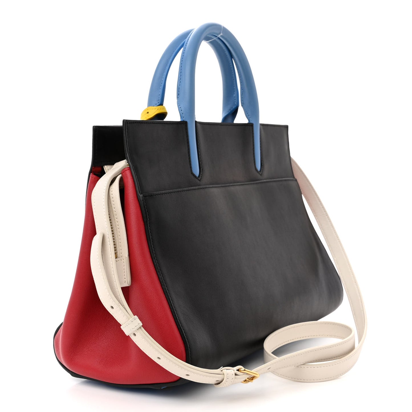 Calfskin Small Cabas Rive Gauche Bag Black Red Yellow White