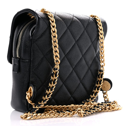 Chanel Shiny Caviar Quilted Chain Melody Backpack Black 3 of 10