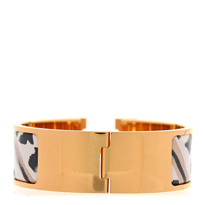 Hermes Enamel Printed Wide Le Chat Carre Clic Clac H Bracelet PM Lumière 3 of 5