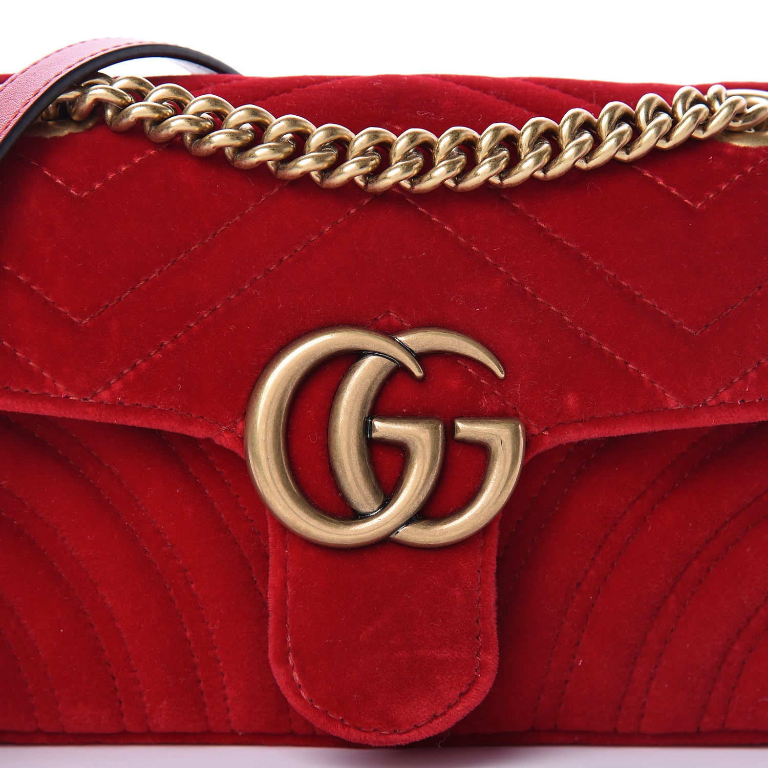 Gucci Velvet Matelasse Mini GG Marmont Shoulder Bag Hibiscus Red 18 of 18