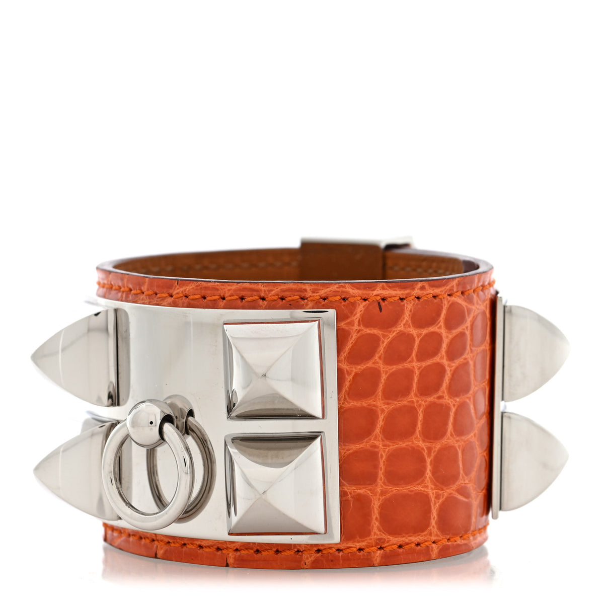 Shiny Alligator Collier De Chien CDC Bracelet S Orange