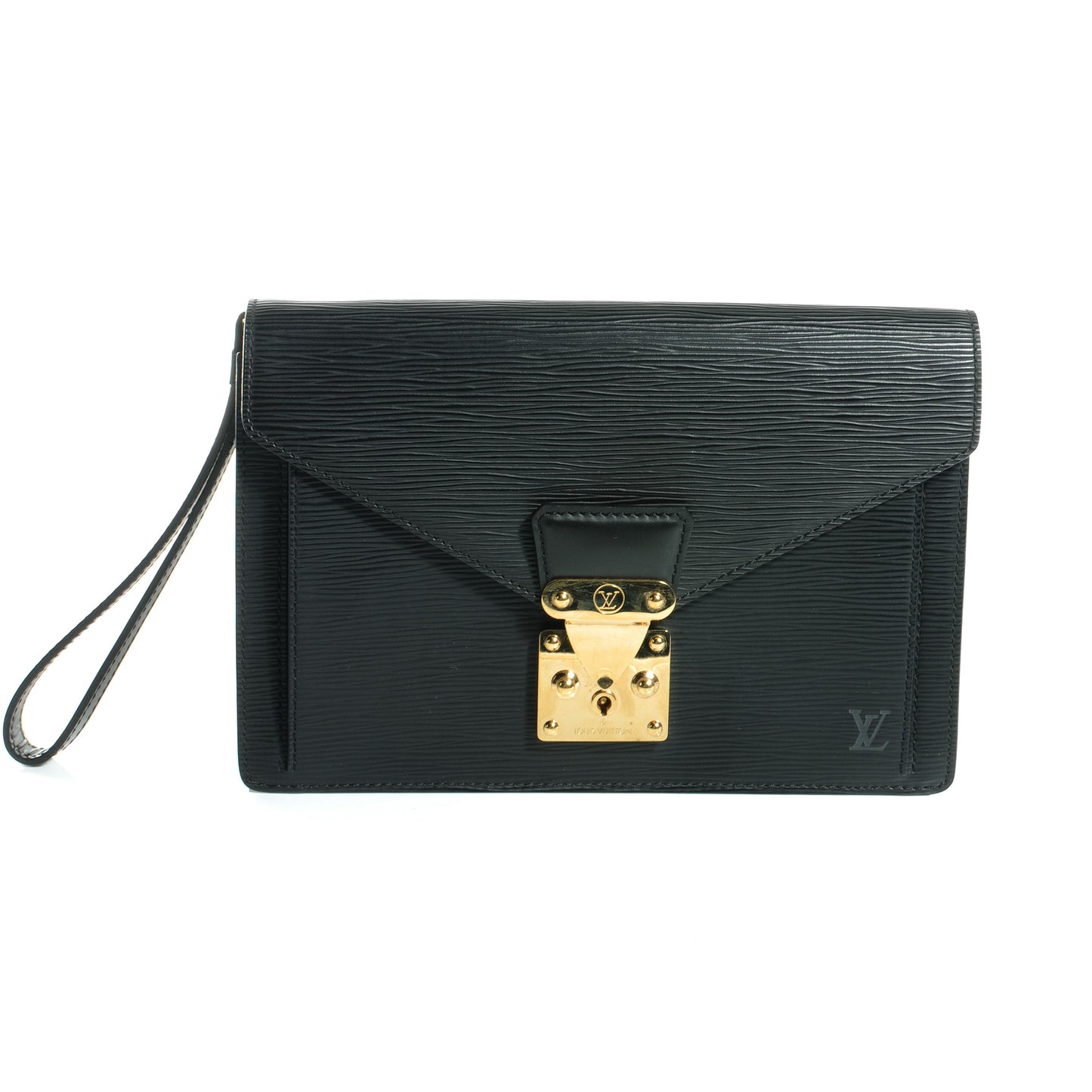 Epi Pochette Sellier Dragonne Clutch Black