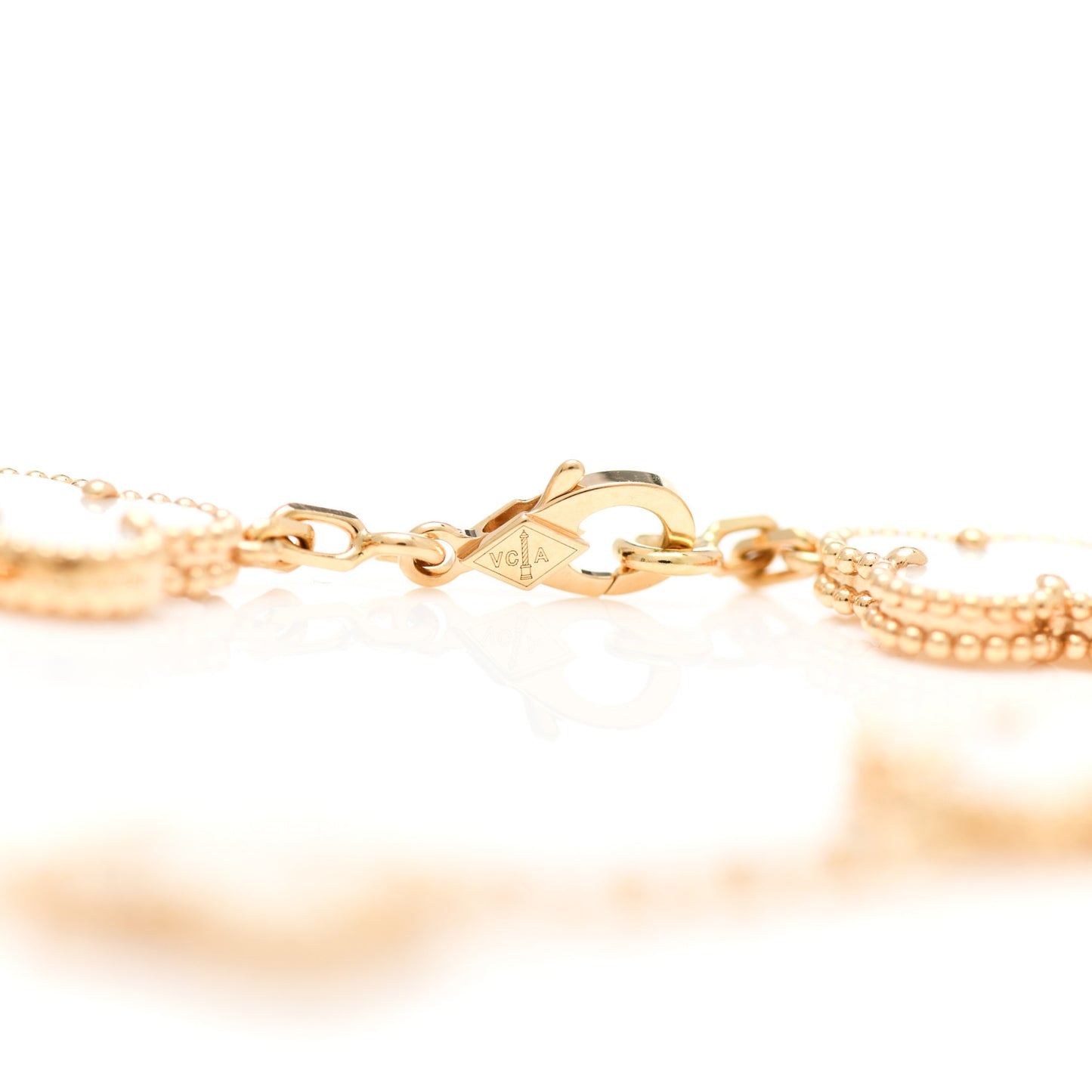 18K Yellow Gold Mother of Pearl 5 Motifs Vintage Alhambra Bracelet