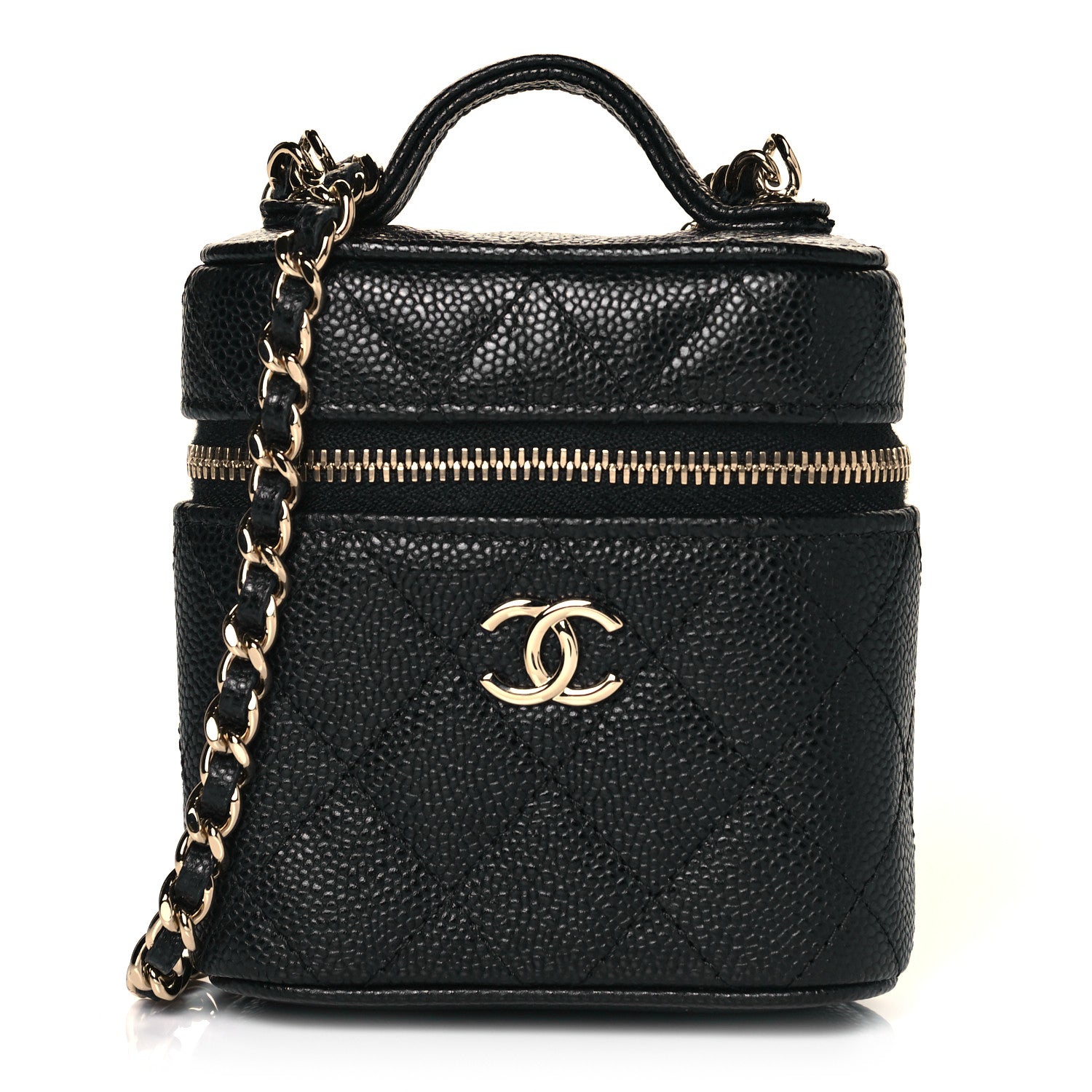 Chanel Caviar Quilted Small Handle With Care Vanity Case With Chain Black 1 of 13