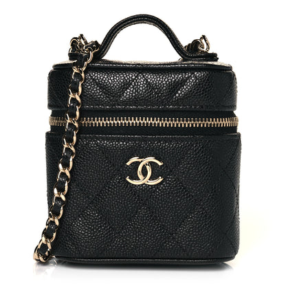 Chanel Caviar Quilted Small Handle With Care Vanity Case With Chain Black 1 of 13