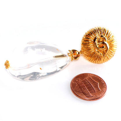Chanel CC Large Crystal Clip On Earrings Gold 2 of 6