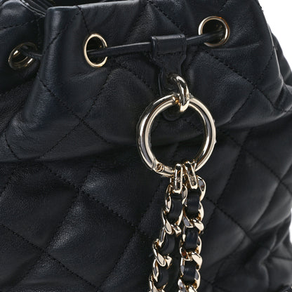 Chanel Lambskin Quilted Double Pocket Drawstring Backpack Black 11 of 11