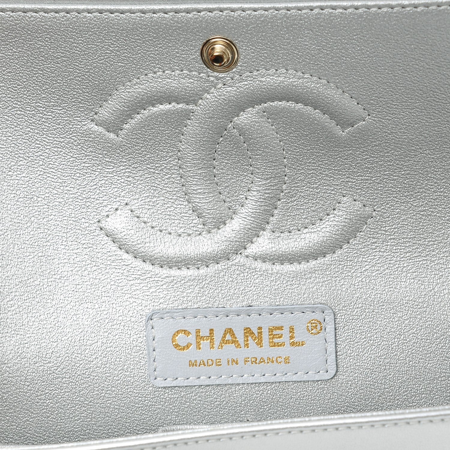 Chanel Nylon Quilted Medium Cat Emoticon Double Flap Navy Grey Ecru 5 of 8