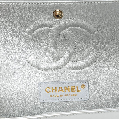Chanel Nylon Quilted Medium Cat Emoticon Double Flap Navy Grey Ecru 5 of 8