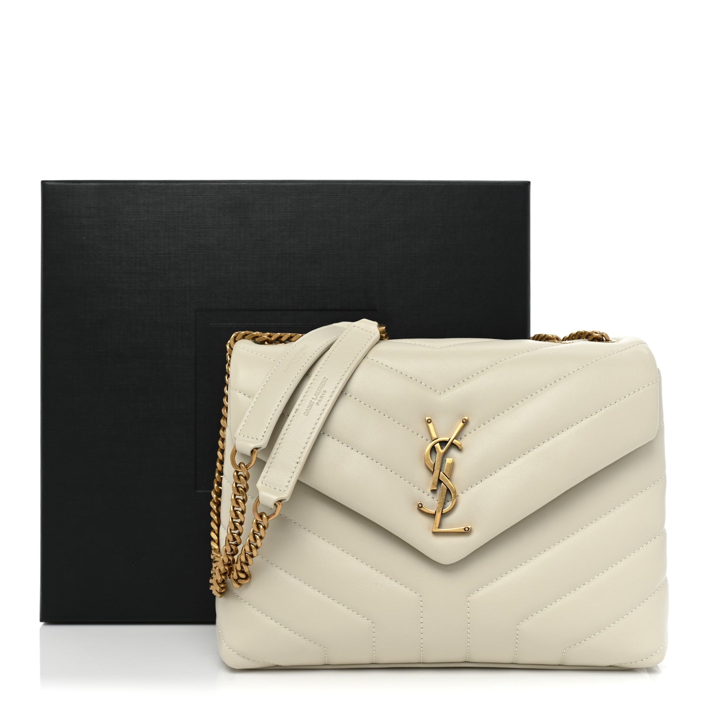 Calfskin Y Quilted Monogram Small Loulou Chain Satchel Crema Soft