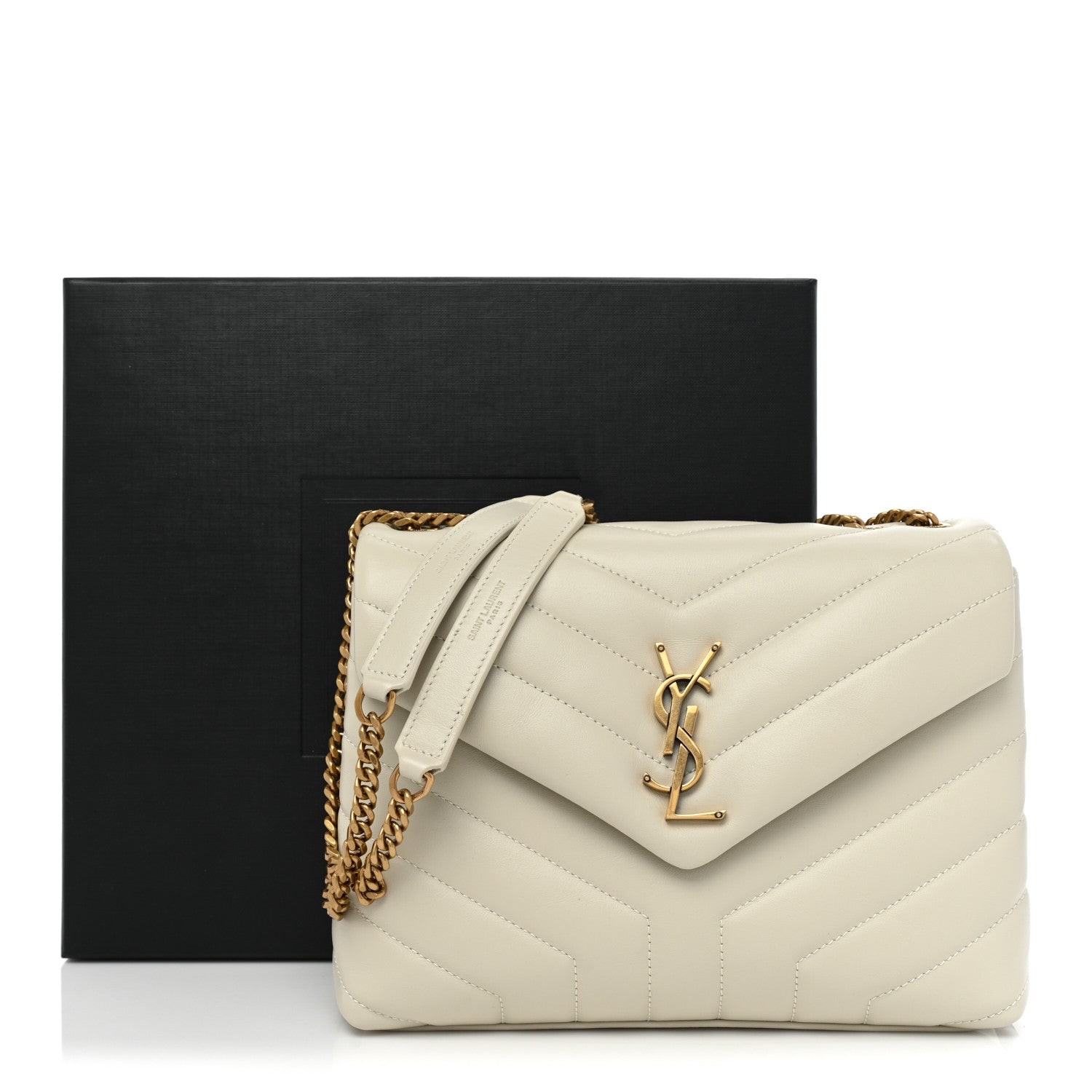 Saint Laurent Calfskin Y Quilted Monogram Small Loulou Chain Satchel Crema Soft 10 of 10