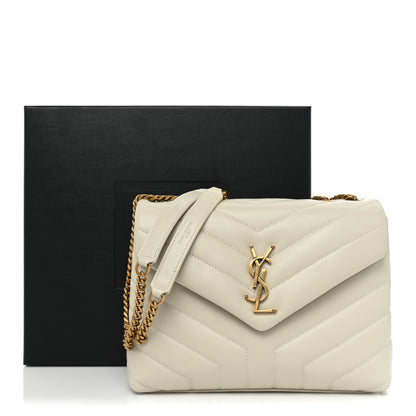 Saint Laurent Calfskin Y Quilted Monogram Small Loulou Chain Satchel Crema Soft 10 of 10