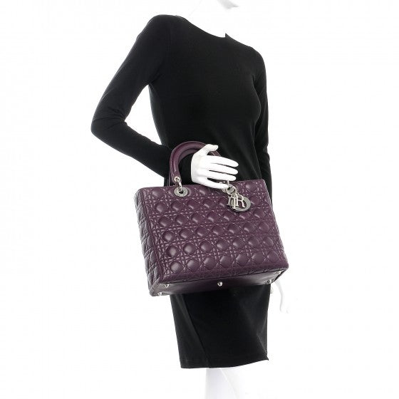 Christian Dior Lambskin Cannage Large Lady Dior Purple 5 of 34