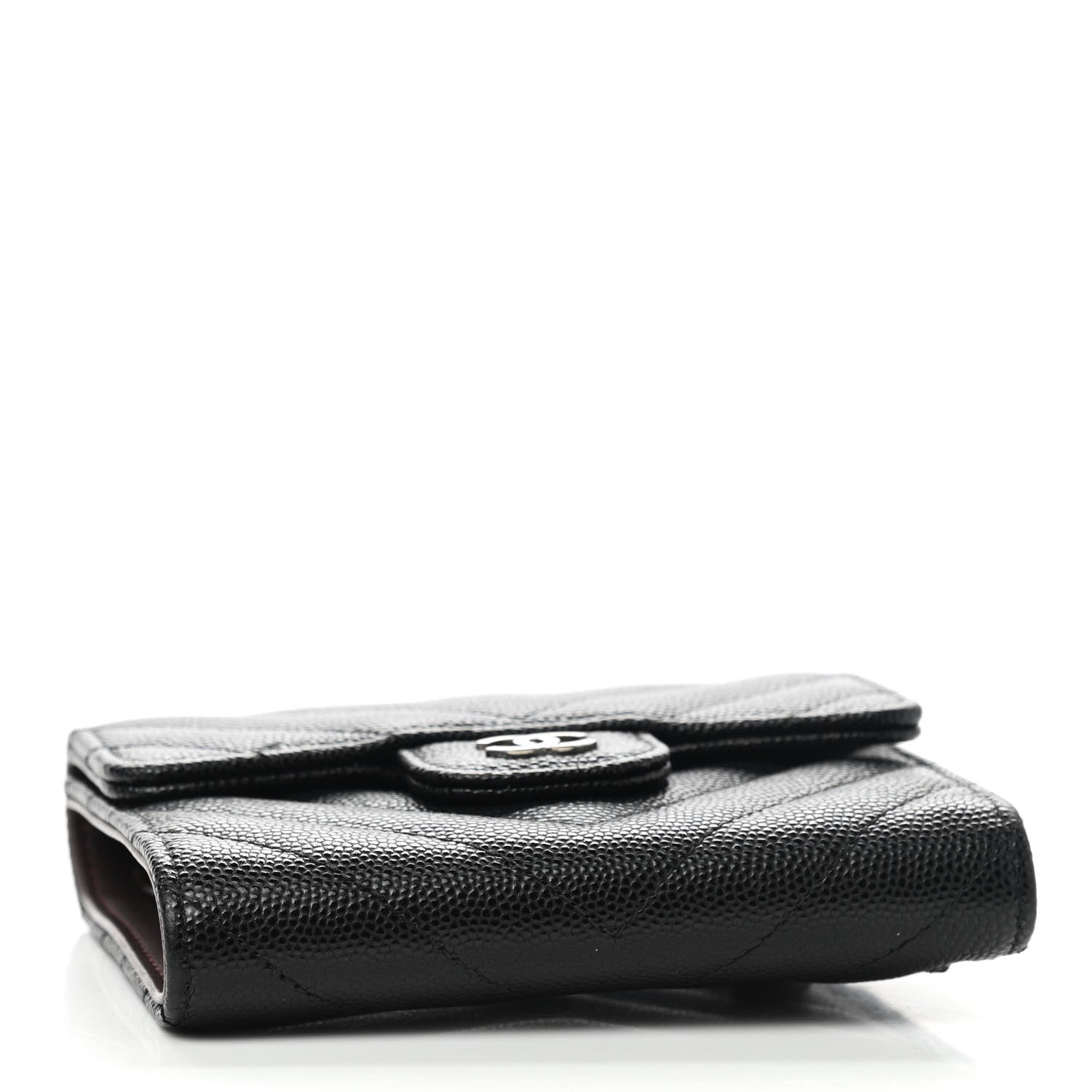 Chanel Caviar Chevron Quilted Compact Flap Wallet Black 4 of 9