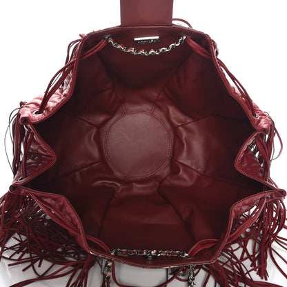 Chanel Lambskin Python Quilted Western Baluchon Fringe Bag Red 5 of 7