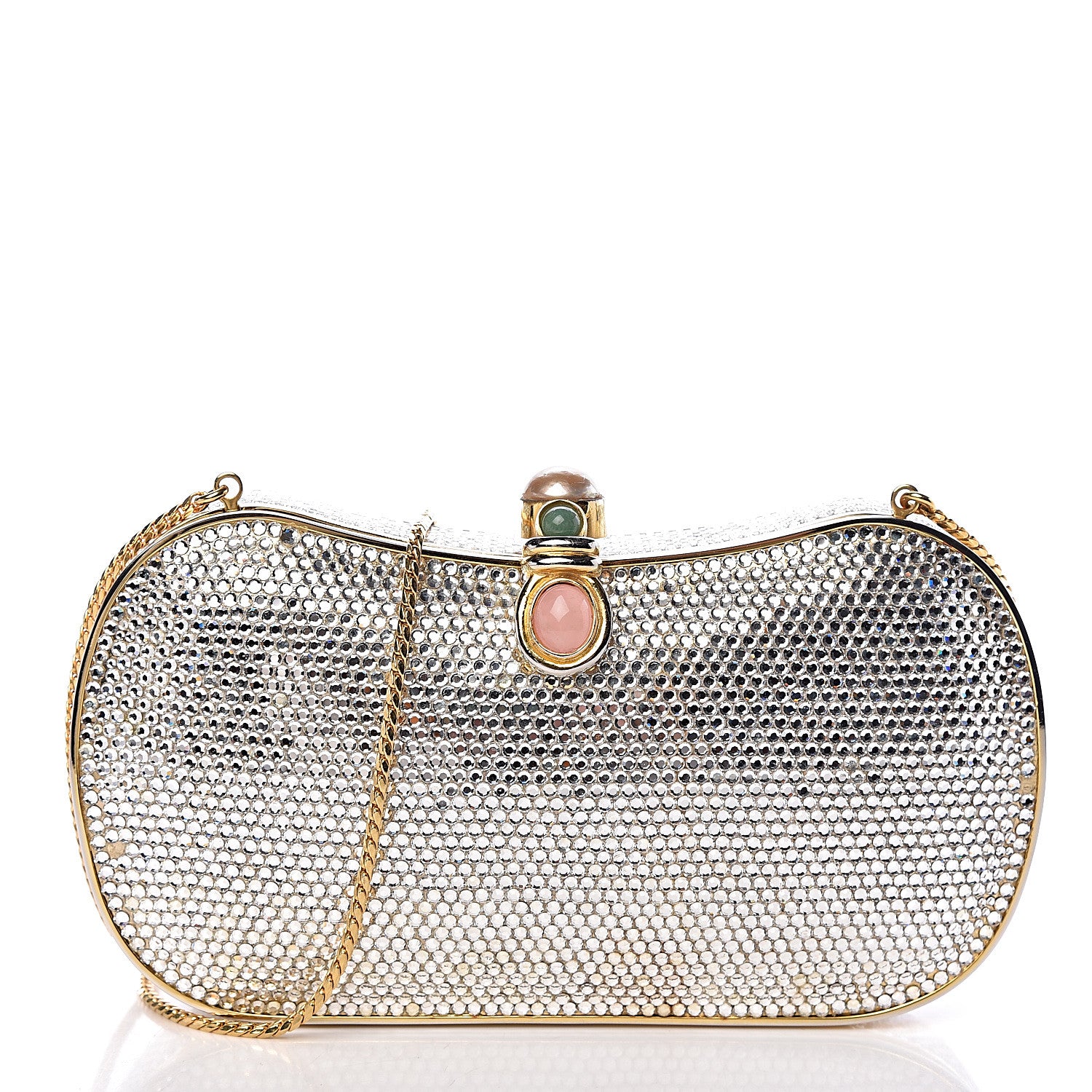 Judith Leiber Swarovski Crystal Minaudiere Clutch Gold 3 of 13