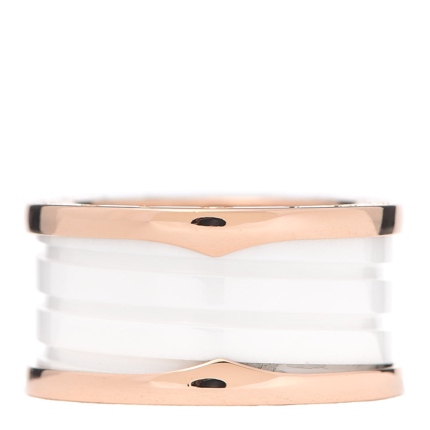 18K Rose Gold White Ceramic B.Zero1 Four-Band Ring 57 8