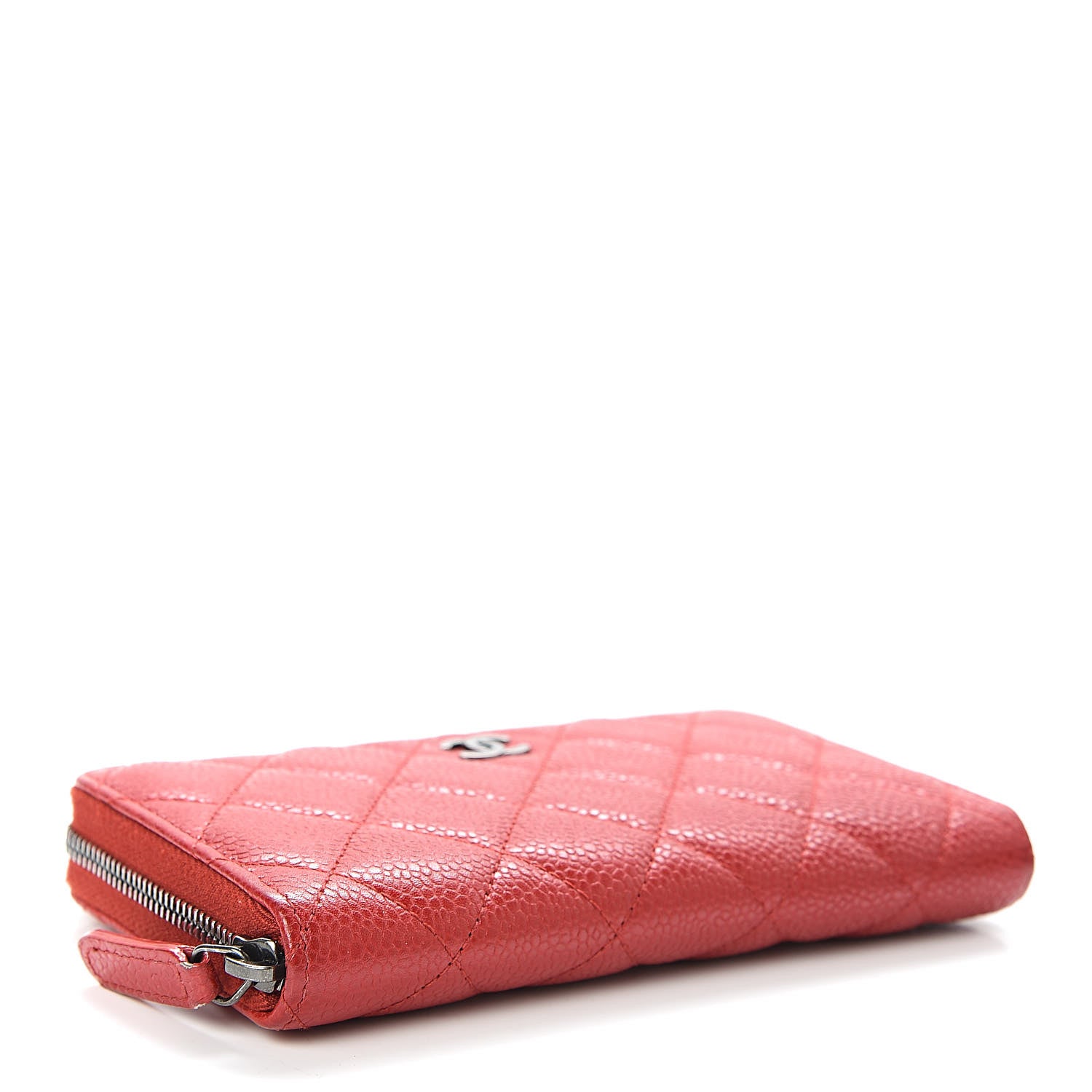Chanel Caviar Quilted Small Zip Around Wallet Red 4 of 14