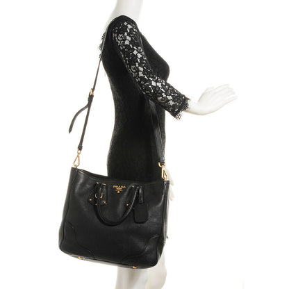 Prada Vitello Daino Tote Nero Black 2 of 8