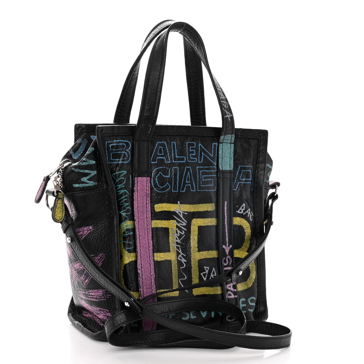 Agneau Arena Graffiti All Over XS Bazar Shopper Tote Black Multicolor