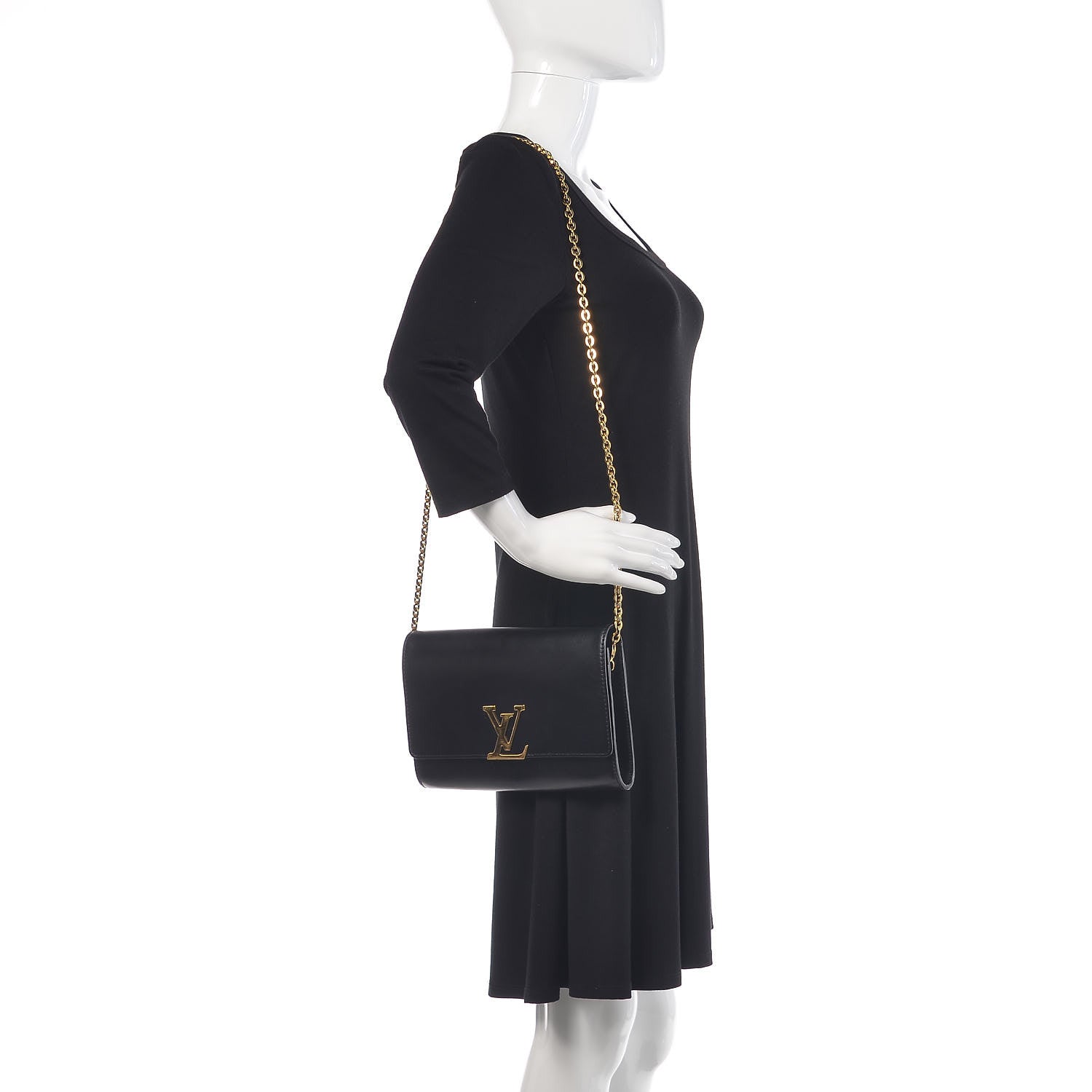 Louis Vuitton Calfskin Chain Louise GM Black 2 of 13